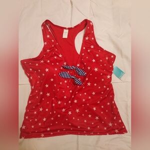 Red With Stars Swimsuit Top with Bow Accent